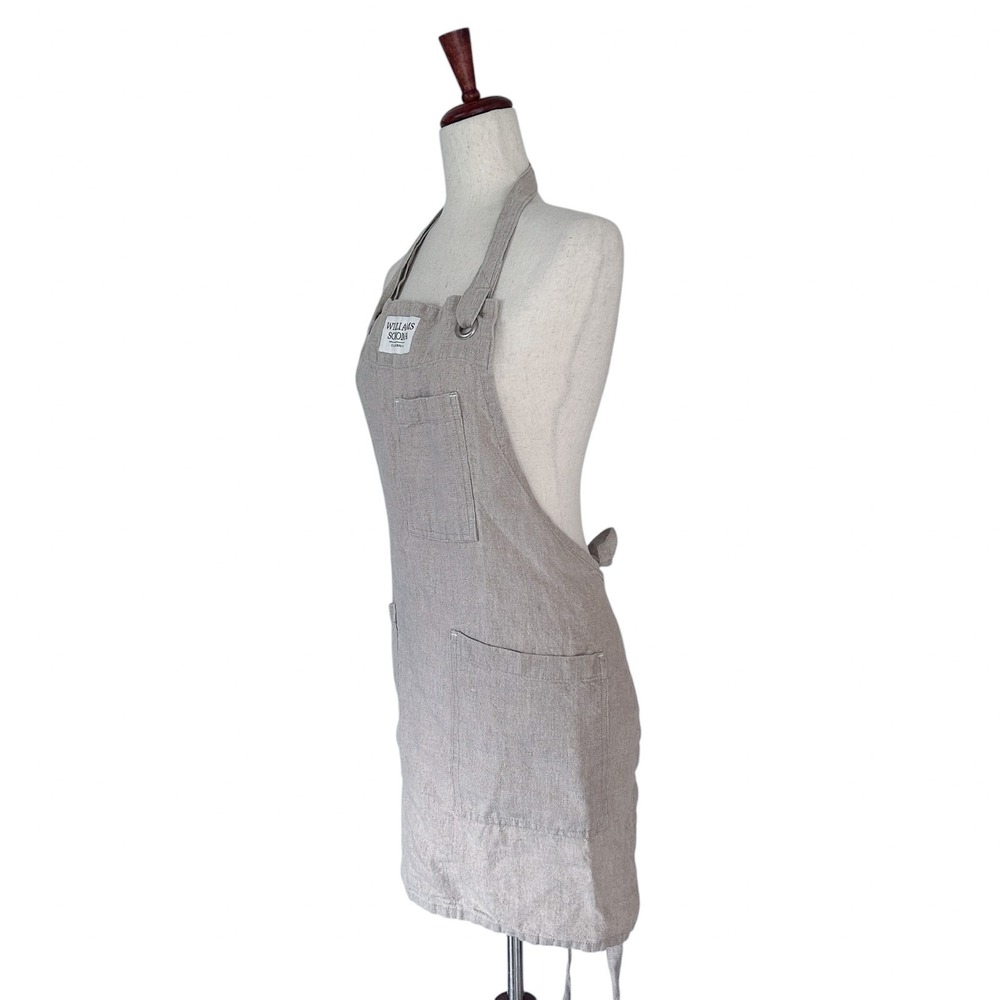 Williams Sonoma NWT 100% Linen Apron Natural Boho Minimalist Sand Tone - Picture 4 of 10